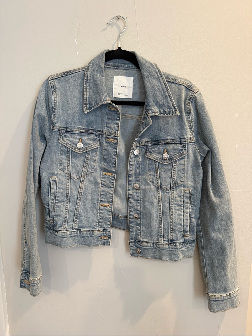 Mango Light Wash Denim Jacket in Pale Blue Medium